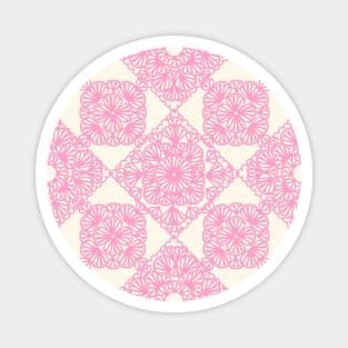 Pink granny squares over cream Magnet